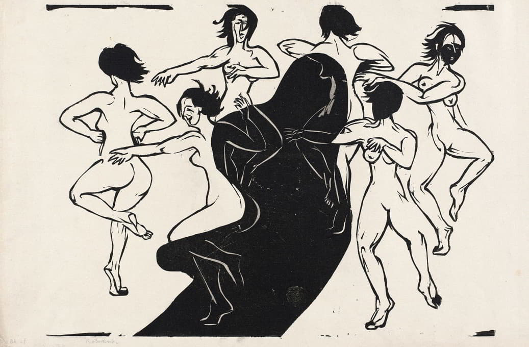 Ernst Ludwig Kirchner - Nudes Dancing around a Shadow