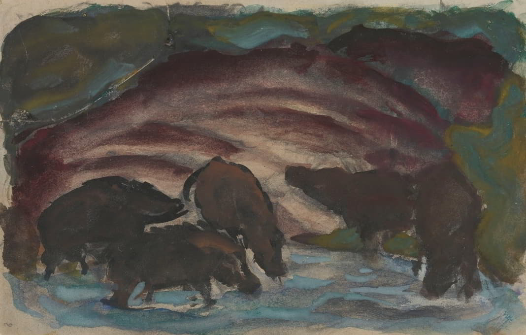 Franz Marc - Wild Boars in the Water
