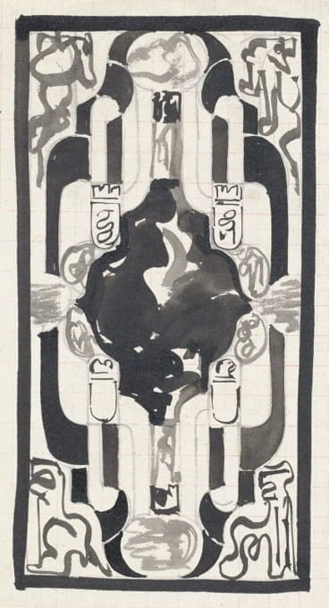 Carel Adolph Lion Cachet - Decoratief ontwerp met vier wapenschilden