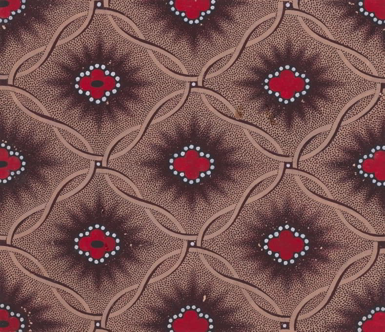 Anonymous - Textile Design with Vertical Vermicular Strips of Pearls Separated by Chevron Stripes