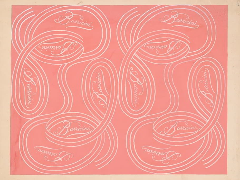 Winold Reiss - calligraphic scrolls and script on salmon background