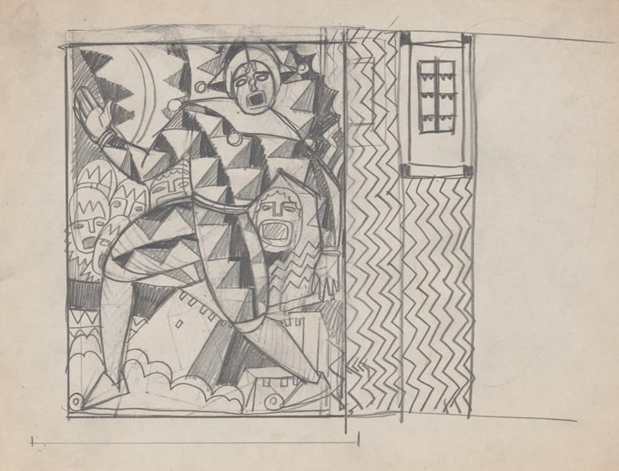 Winold Reiss - Design sketches for Hotel Alamac, 71st and Broadway, New York, NY.] [Sketch for Medieval Grill Murals