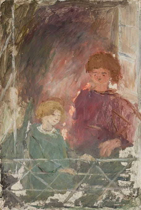 Tadeusz Makowski - Two children on a balcony