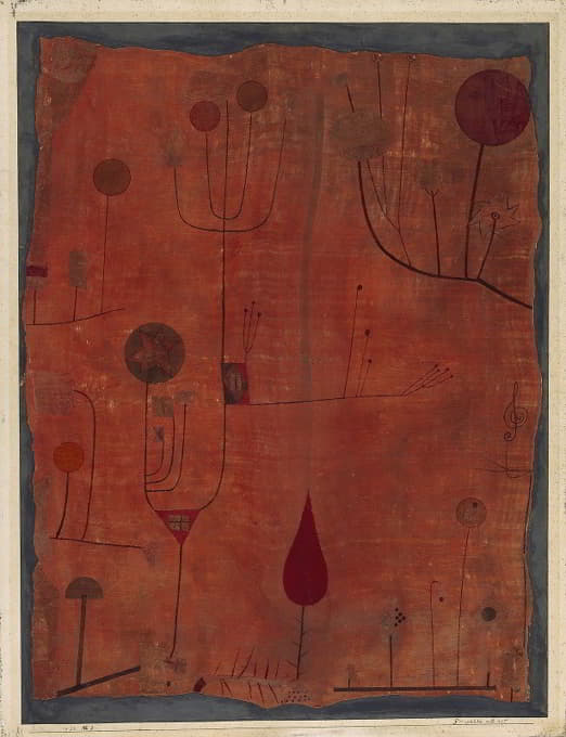 Paul Klee - Fruits on Red