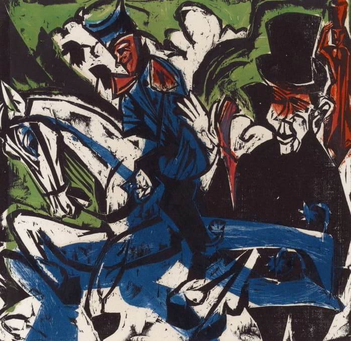 Ernst Ludwig Kirchner - Begegnung Schlemihls mit dem grauen Männlein auf der Landstrasse