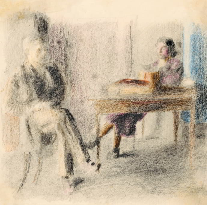 阿姆德纳斯塔布的一对男女坐在餐桌旁