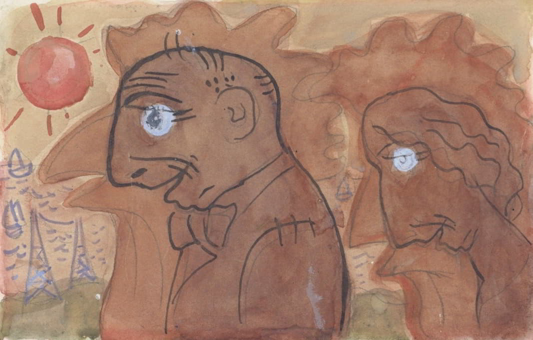 Leo Gestel - Karikatuur van Leo Gestel en zijn vrouw ()
