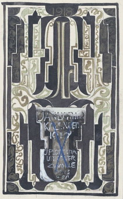 Carel Adolph Lion Cachet - Ontwerp voor Jan Ligthart kalender voor 1918