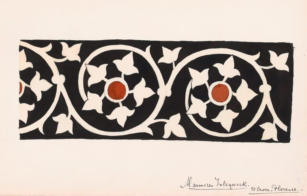 Johanna van de Kamer - Marmeren inlegwerk met bladeren uit de Santa Croce te Florence