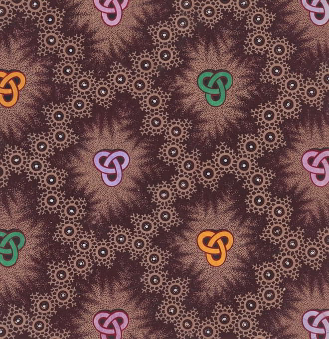 Anonymous - Textile Design with Trefoil Knots Framed by an Interlacing Honeycomb Pattern with Pearls