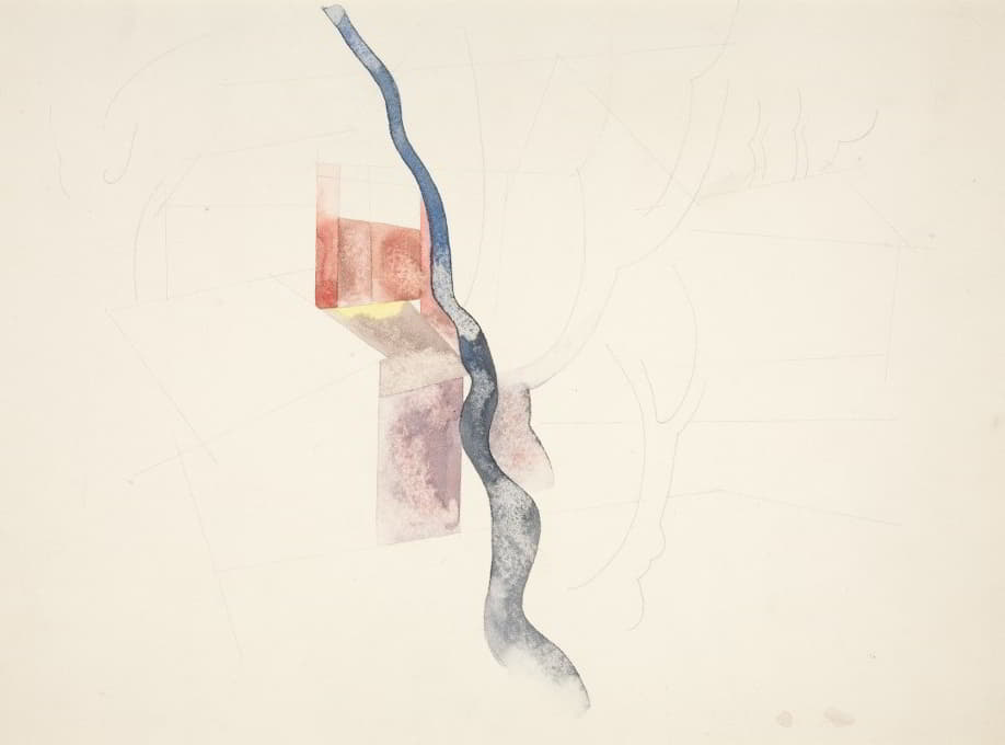 树木抽象（可能是红烟囱的习作，1918）
