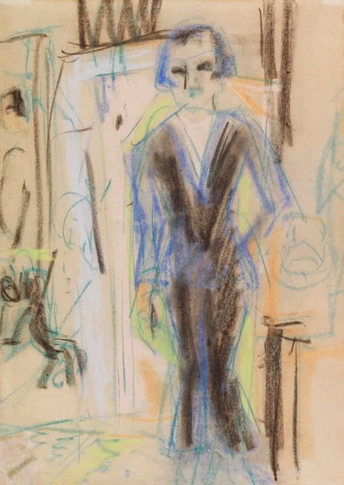 Ernst Ludwig Kirchner - Stehende Dame im Abendkleid