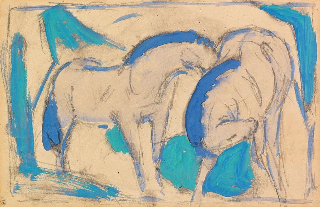 Franz Marc - Zwei Pferde, blaugrün