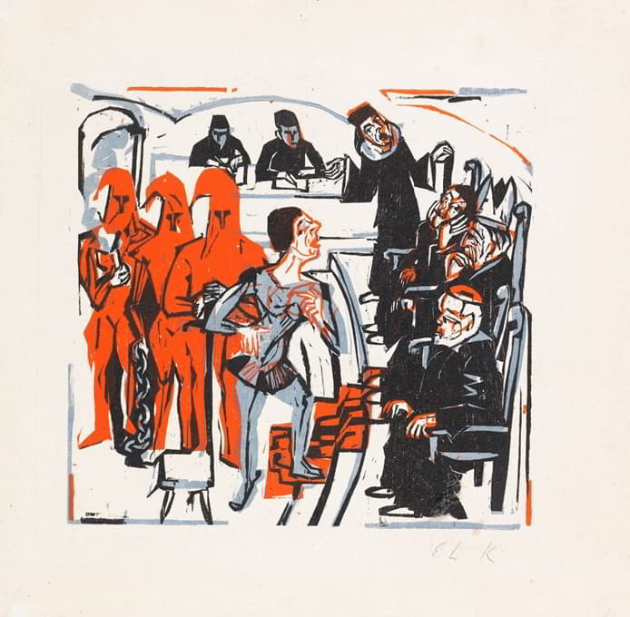 Ernst Ludwig Kirchner - Gerichtsszene aus Shaw’s heiliger Johanna