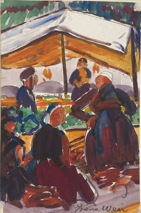 Irene Weir - Women in the Market Stalls, Chinon, France