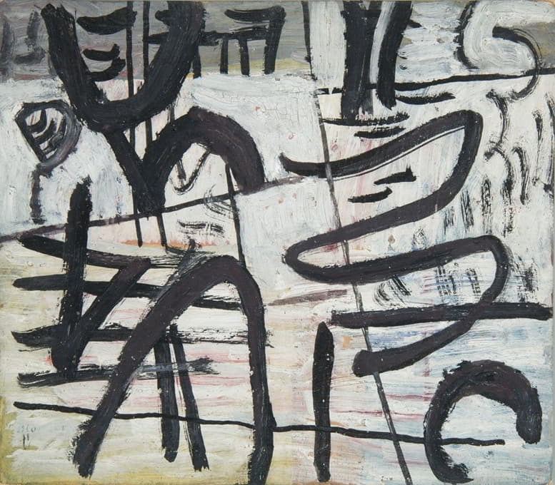 Sasza Blonder - Kompozycja abstrakcyjna z czarnymi liniami
