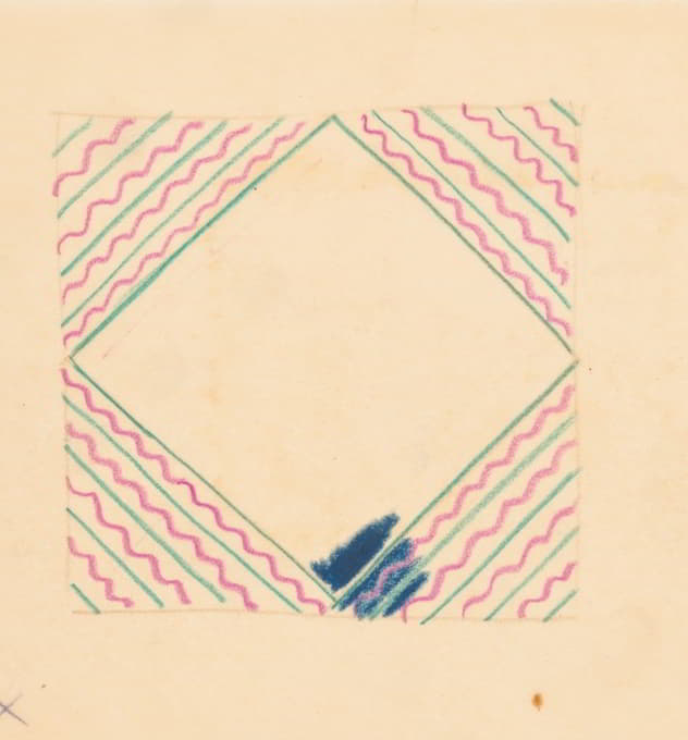 Winold Reiss - Miscellaneous small sketches for inlaid table tops.] [Design with zig-zag motif