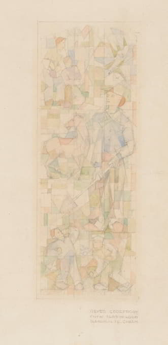 Reijer Cornelis Joseph Godefrooij - Glas-in-loodraam met een man met schep