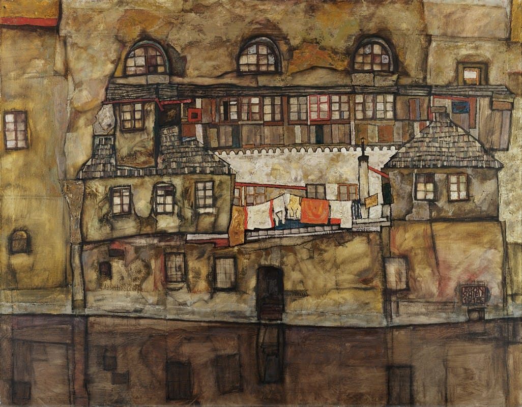 Egon Schiele - House Wall on the River