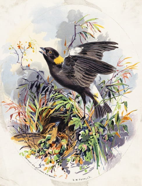 Henry Walker Herrick - Bird Family in Nest Among Grasses