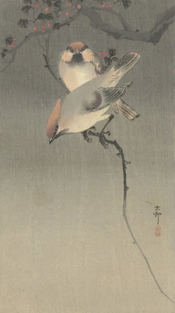 Ohara Koson - Waxwing birds