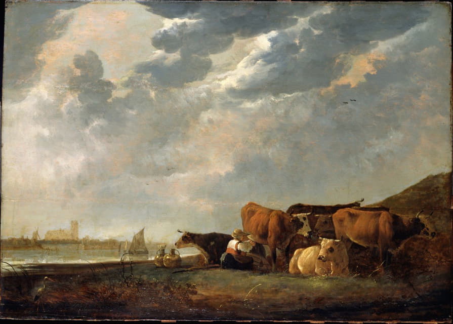 Aelbert Cuyp - Cattle near the Maas, with Dordrecht in the distance