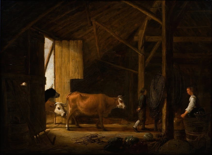Aelbert Cuyp - Interior of a Cowshed