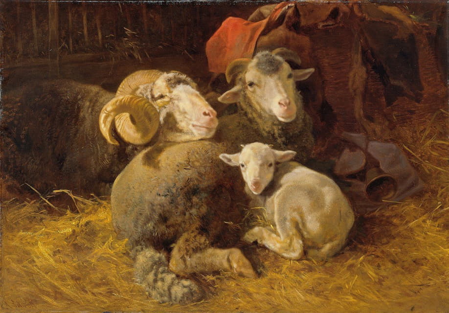 Anton Schrödl - Sheep in the stable