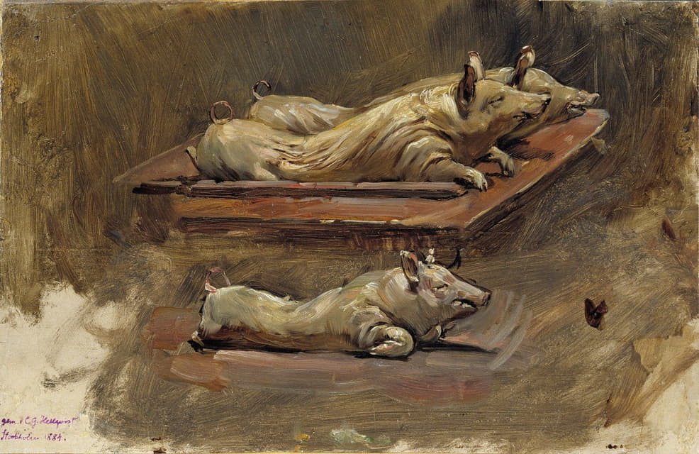Carl Gustaf Hellqvist - Pigs. Study for During Fasting Time