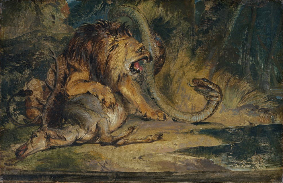 Sir Edwin Henry Landseer - Lion Defending its Prey