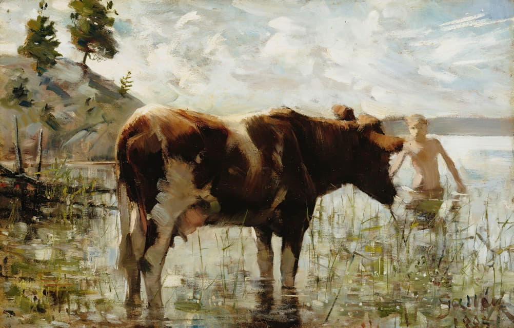 Akseli Gallen-Kallela - Cow And Boy, 1885