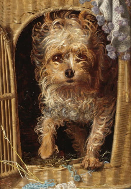 Frederick Sandys - Darby In His Basket Kennel
