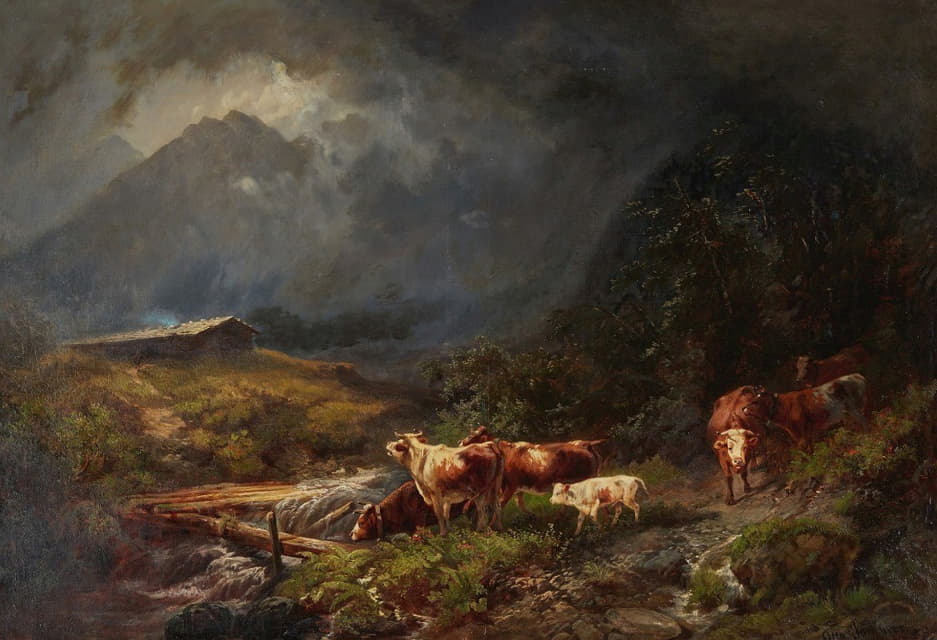 Otto Sommer - Cows In A Mountainous Landscape