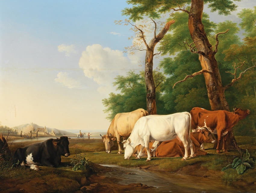 Alexander Johann Dallinger von Dalling - Cows in a meadow