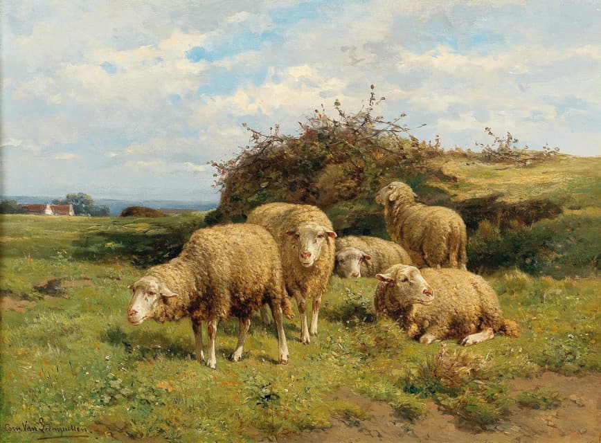 Cornelis Van Leemputten - Sheep in a meadow