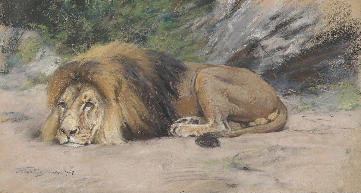 Geza Vastagh - Reclining lion