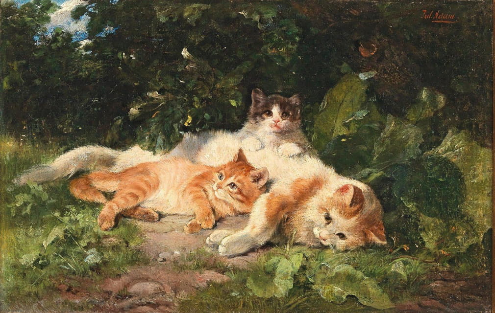 Julius Adam the elder - Cat with her Kittens