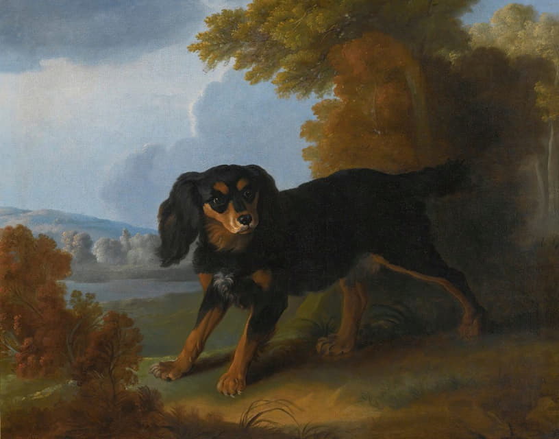 风景画中的查尔斯国王猎犬肖像