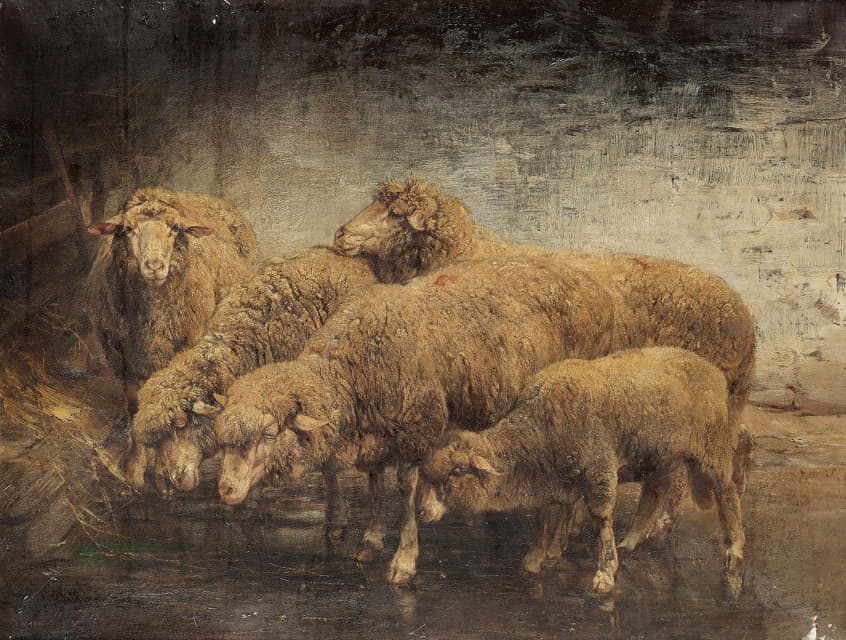 Heinrich Von Zügel - Sheep In A Barn