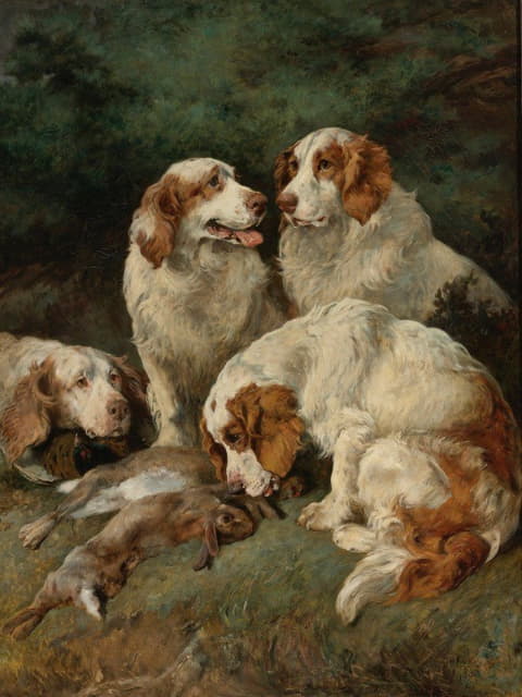 John Emms - Clumber Spaniels With The day’s Bag