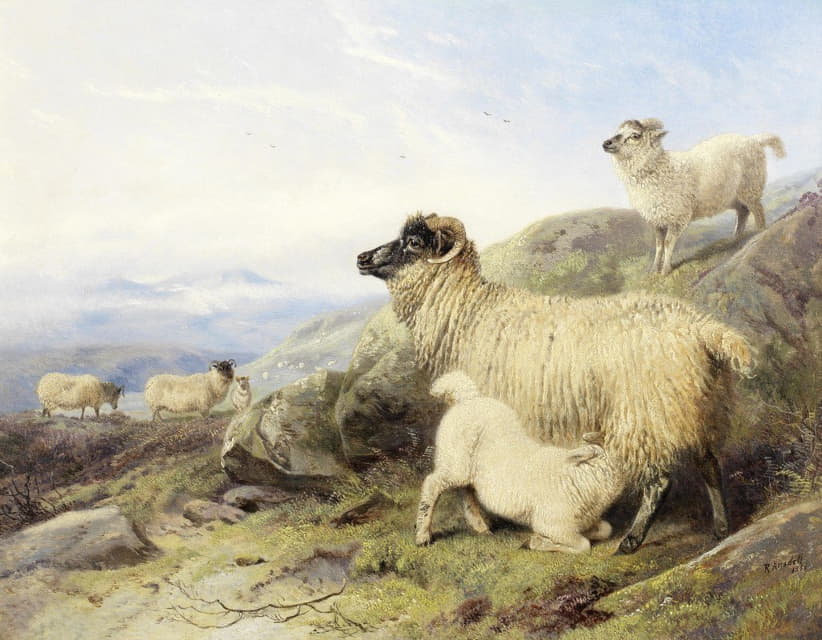 Richard Ansdell - Sheep On A Mountainside