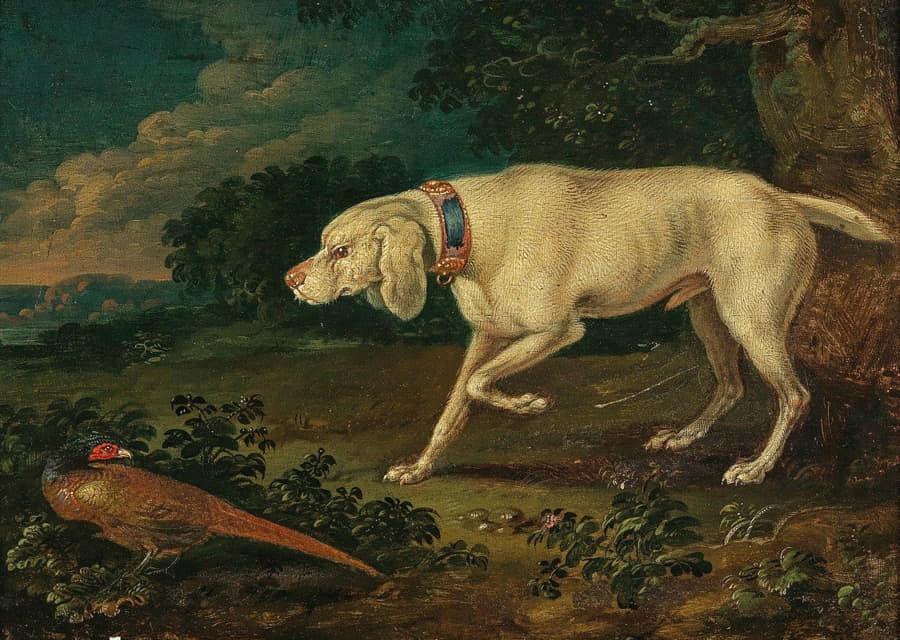 Anton Enzinger - A hunting dog with a pheasant
