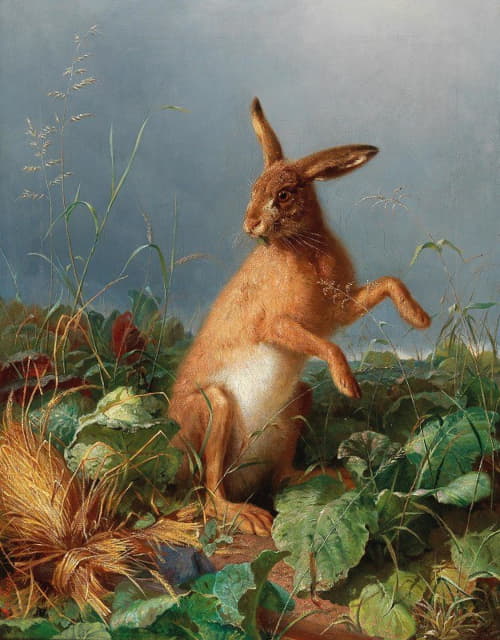 August Heyn - A Hare in the Field