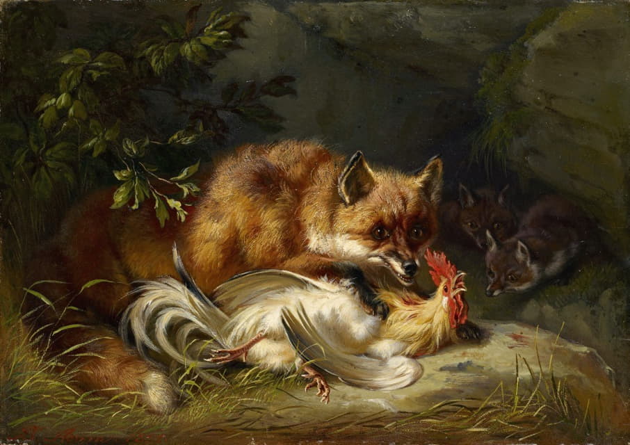 Fox Attacking a Cock