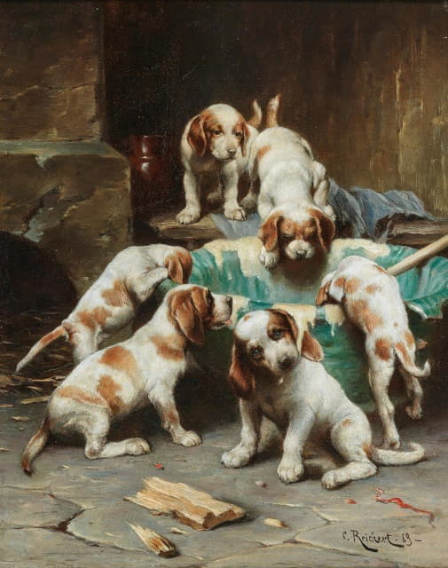 Carl Reichert - Beagle Puppies Feasting