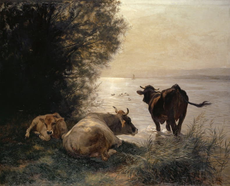 Johann Rudolf Koller - Cows by the Lakeside