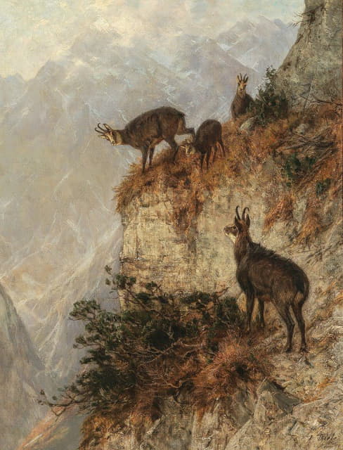 Julius Arthur Thiele - Chamois in the Mountains
