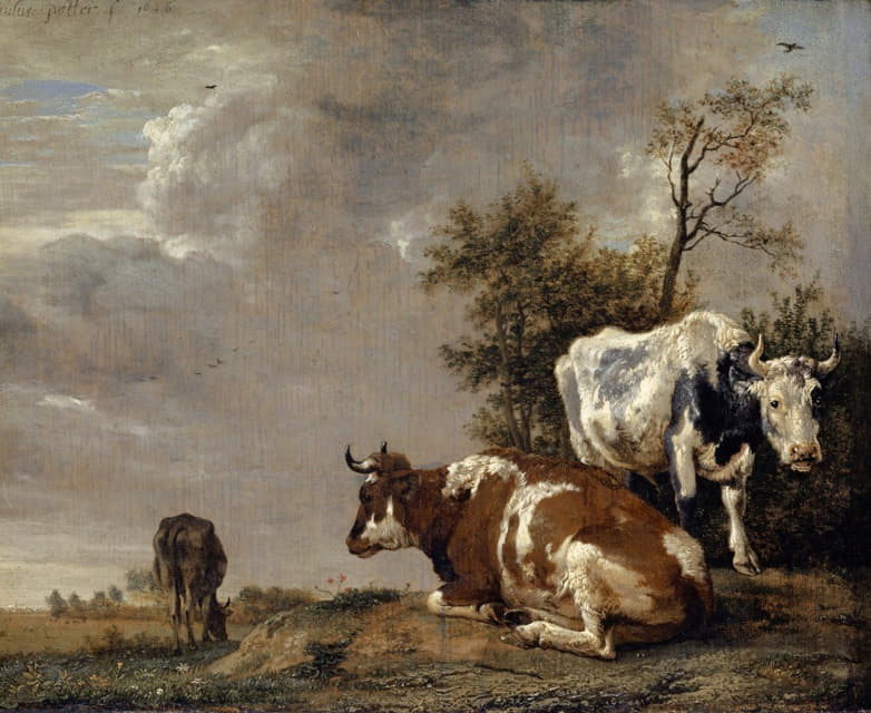 Paulus Potter - Three Cows on a Pasture