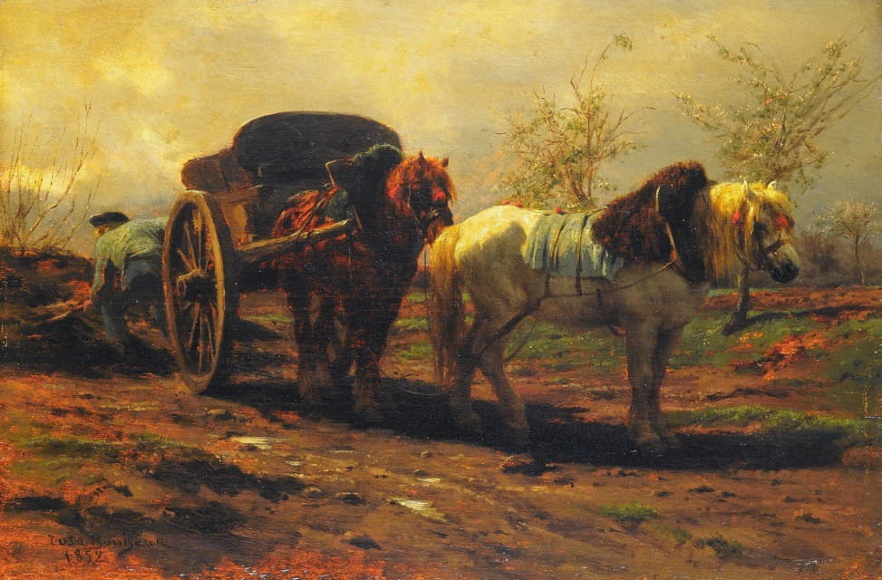 Rosa Bonheur - Two horses for a cart