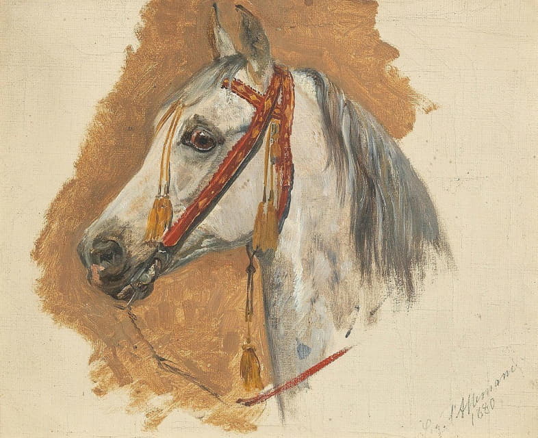 Sigmund L'Allemand - A Horse’s Head with Red Bridle